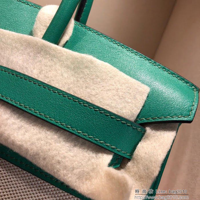 HERMES愛馬仕 鉑金包 Birkin30Cm Swift拼帆布 U4 Vert Vertigo 絲絨綠 銀扣 頂級工藝 手縫蠟線 無敵限量版 古董包  Ama1607